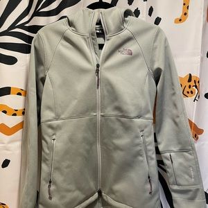 North Face grey fleece zip up waterproof jacket with hood size small